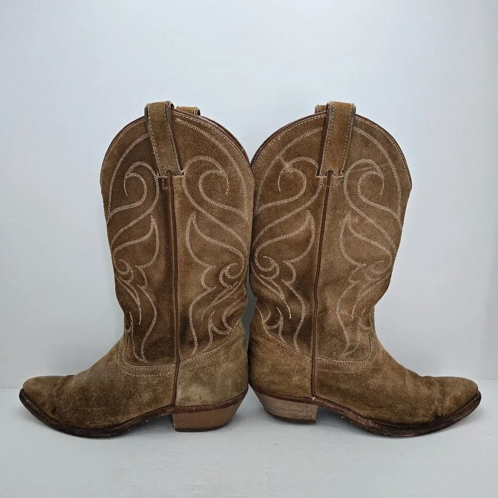 vintage | tan brown leather made in USA festival cowboy boots | WMS 7.5 - Picture 9 of 10